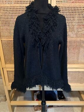 Wind River Black Fringe Cardigan M/L